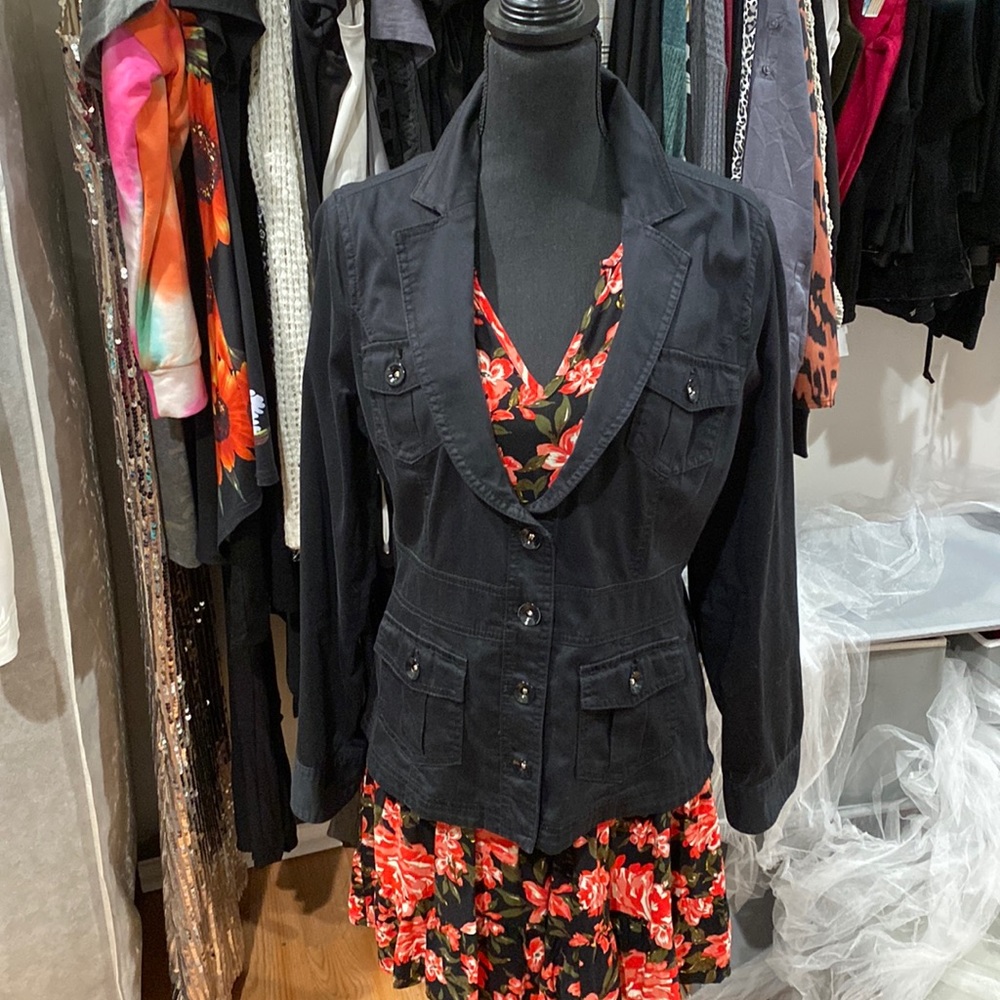 Black blazer jacket with adjustable strap in the back size 10